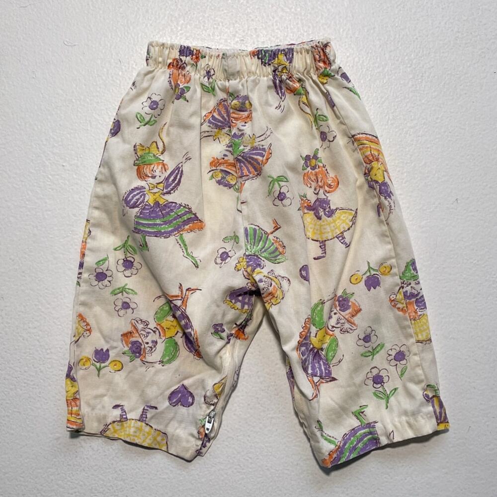 Vtg 60s 70s KIDS Baby Novelty Pattern Pants / 12-13" w / Retro Unique Zipper